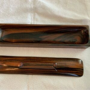 Vintage Handcrafted Brown Wood Pen Box Storage Case Size 9”x 2”